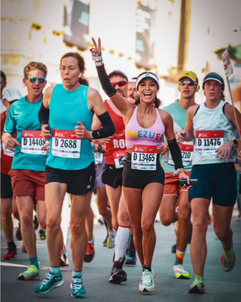 Carleth Running the Chicago marathon smiling